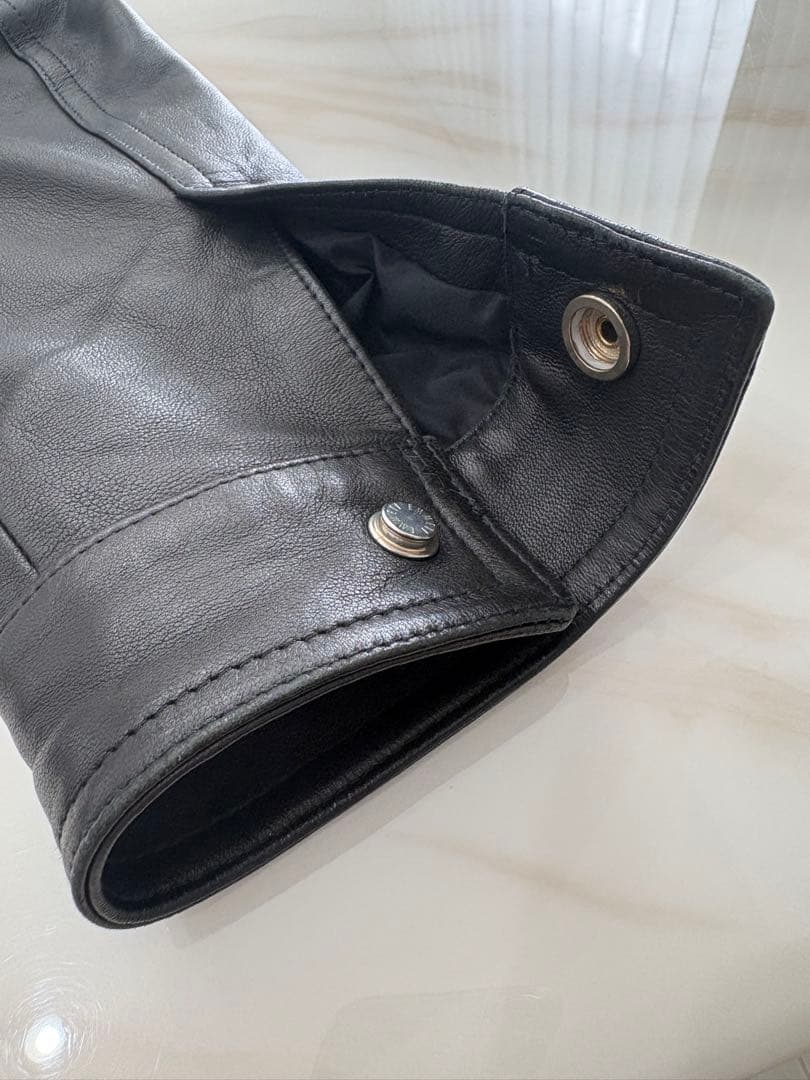 EMMETIエンメティJURIライダースジャケット ブラック ゴールドジップ46