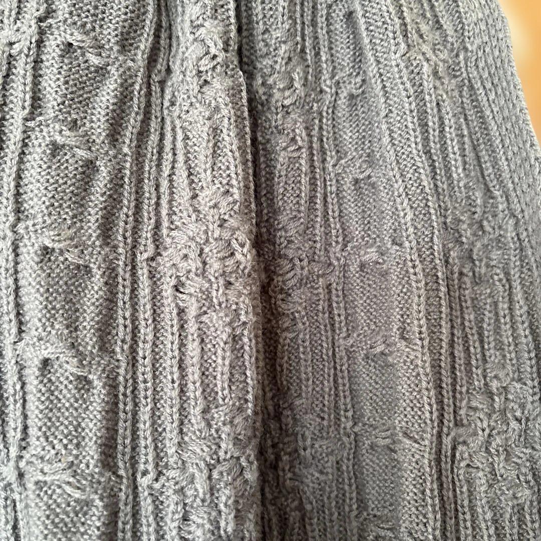 コムデギャルソンシャツ　グレー ケーブルニットマフラー