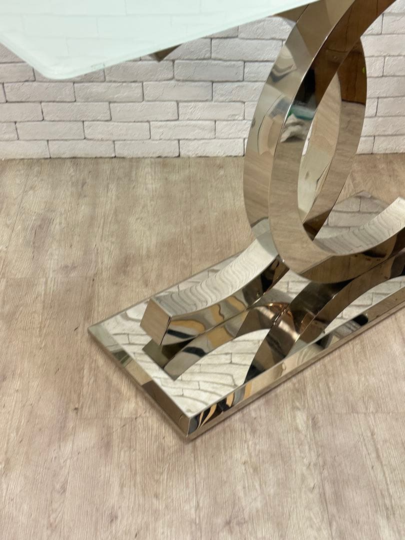 【東京都23区配送無料】定価25万円　コンソール　強化　ガラス　テーブル　サイド