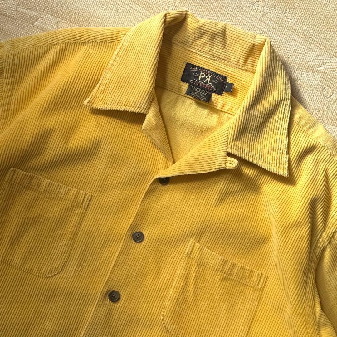 90s 初期 三つ星 RRL コーズシャツ 開襟 太畝 マスタード