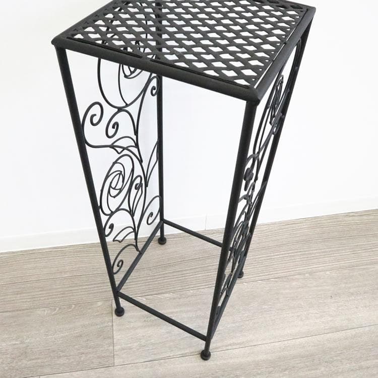 ローズ柄アイアンスタンド ランプテーブル 花台