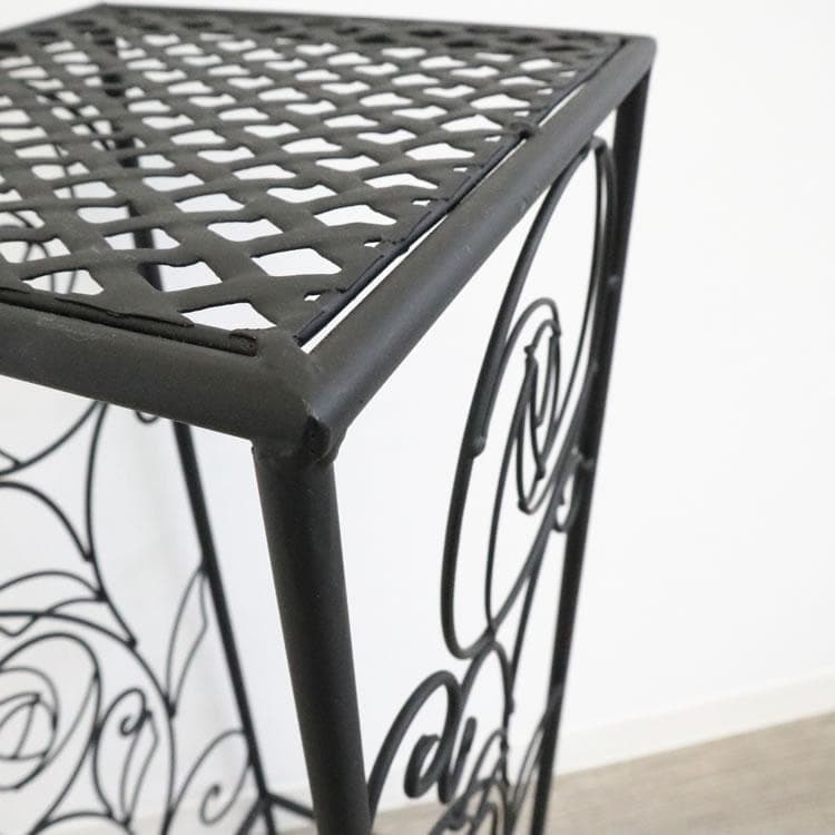 ローズ柄アイアンスタンド ランプテーブル 花台