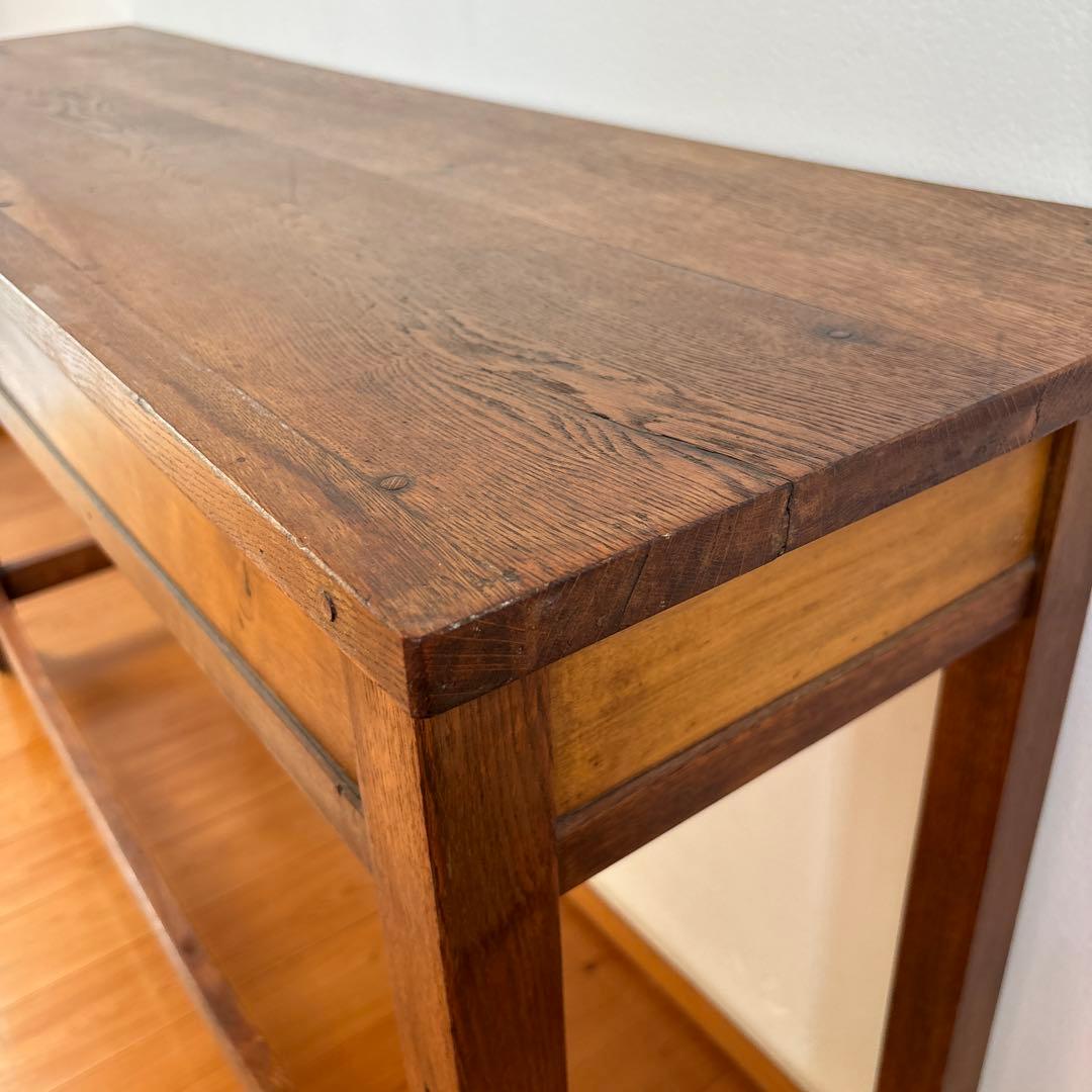 古家具『木製長机 引出し4つ付き』