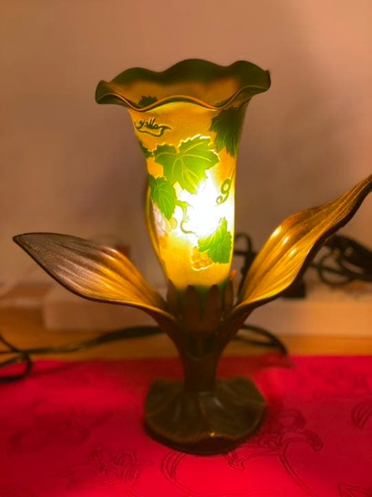 美品 ガレ ガレ風 アンティークランプ ガラスランプ