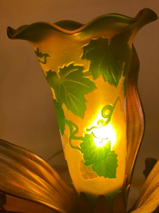 美品 ガレ ガレ風 アンティークランプ ガラスランプ