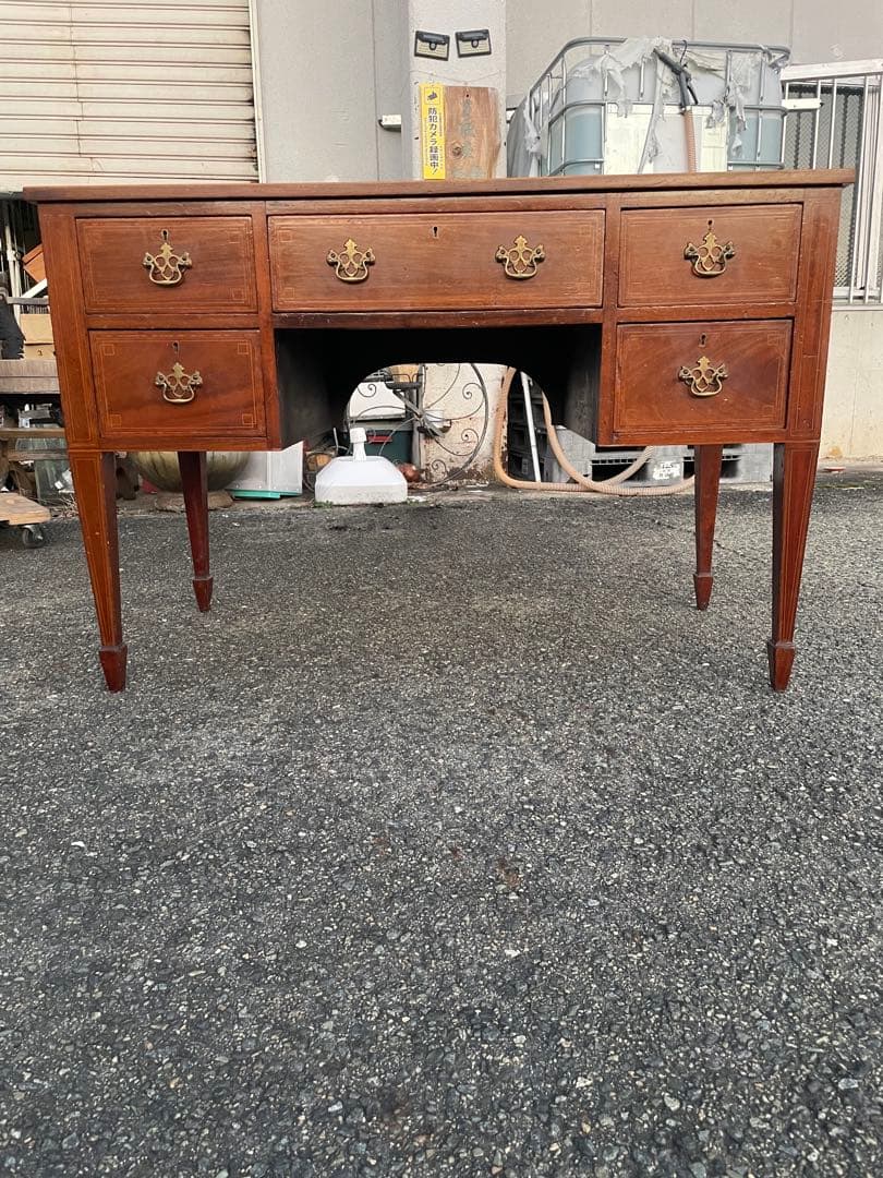 イギリス　書斎机　デスク マホガニー材 アンティーク　デスク　両袖　クラシック