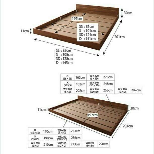 ローベッドフレーム　ダブルorダブル×ダブル　シンプルデザインフロアベッド