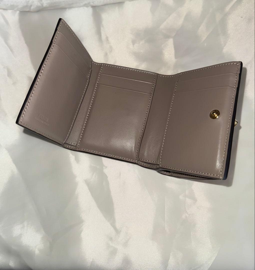 FENDI 三つ折り財布 FF グレージュ 美品 正規品 ミニ財布 フェンディ