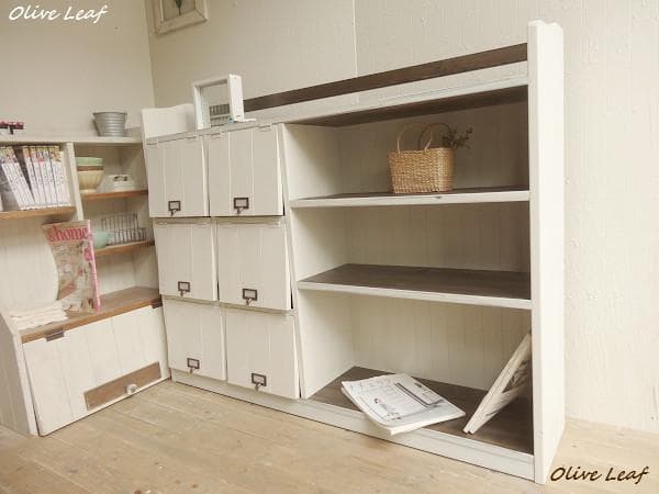 サイズオーダー可！超ワイド6枚パタパタキャビネットシャビーエスプレッソ受注製作