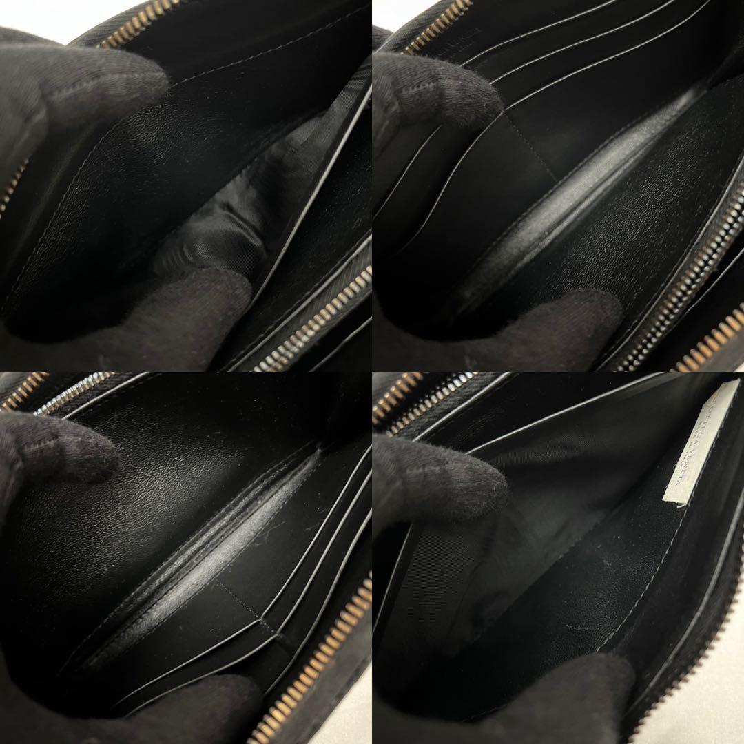 ◇美品◇ボッテガヴェネタ　長財布　ラウンドファスナー　ブラック　イントレチャート