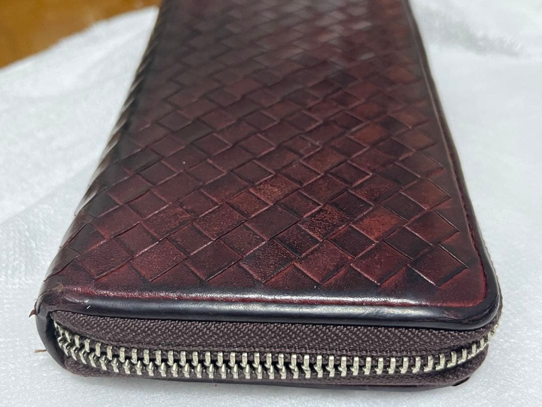 ココマイスター本革 ダークブラウン 編み込み長財布