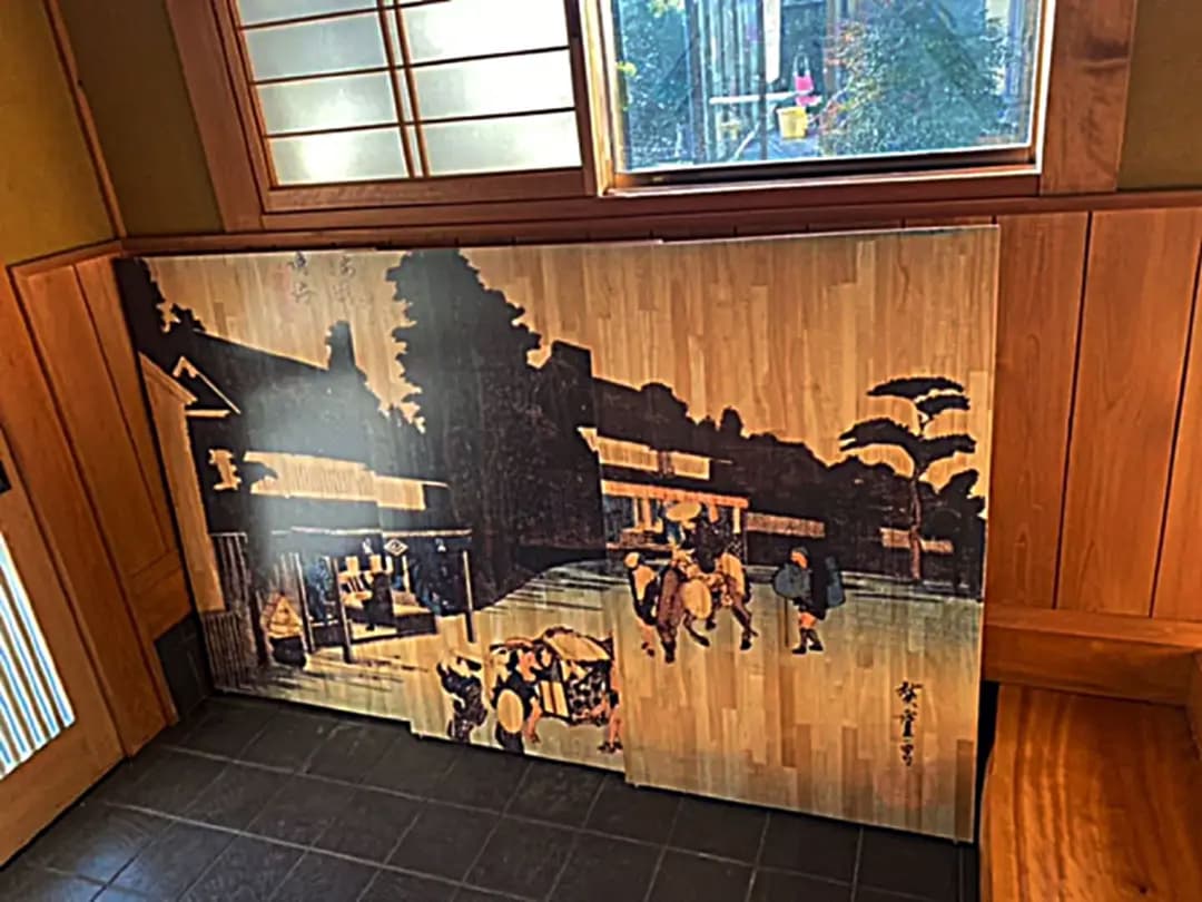 衝立　東海道五十三次　鳴海　仕切り飾り物　3枚繋ぎ　オブジェ　葛飾北斎