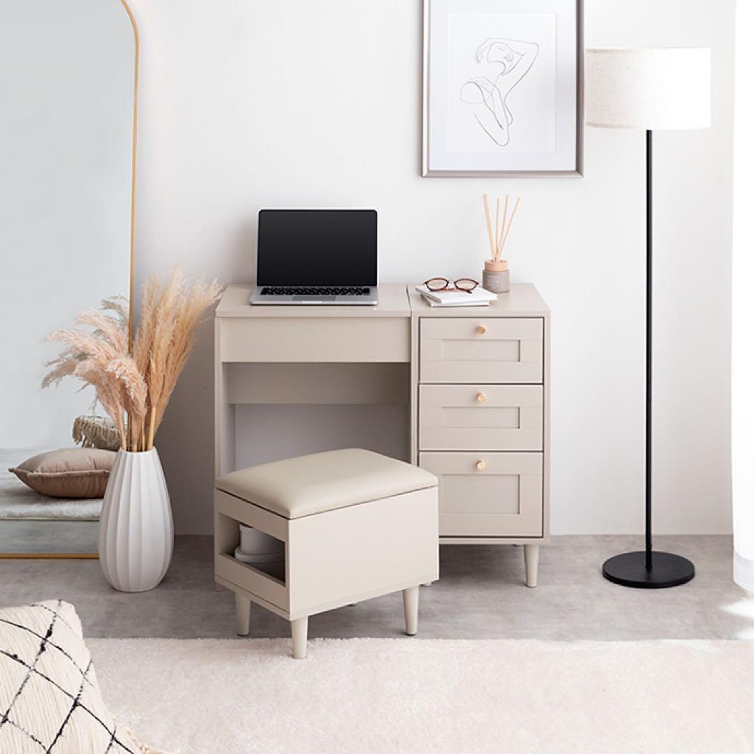 【幅80cm】Calan ドレッサー セット デスク チェア コンセント 収納