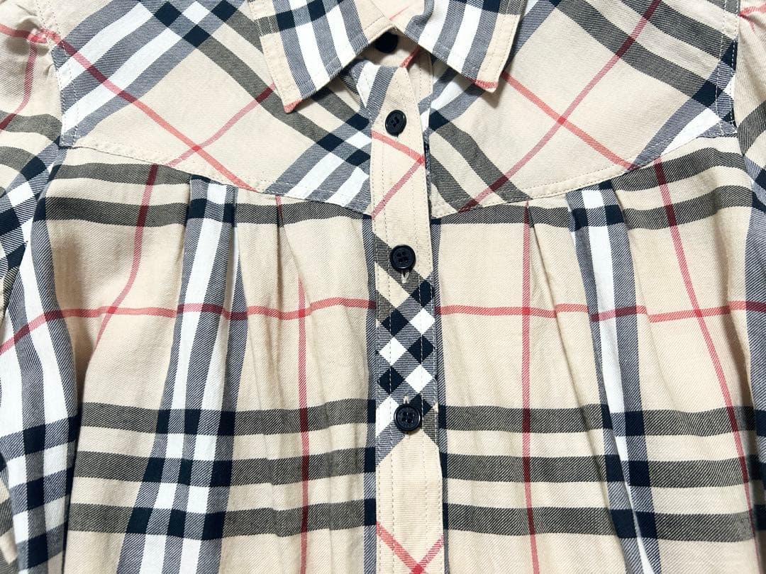 2way✨バーバリーブルーレーベル パフスリーブブラウス ノバチェック 赤刺繍