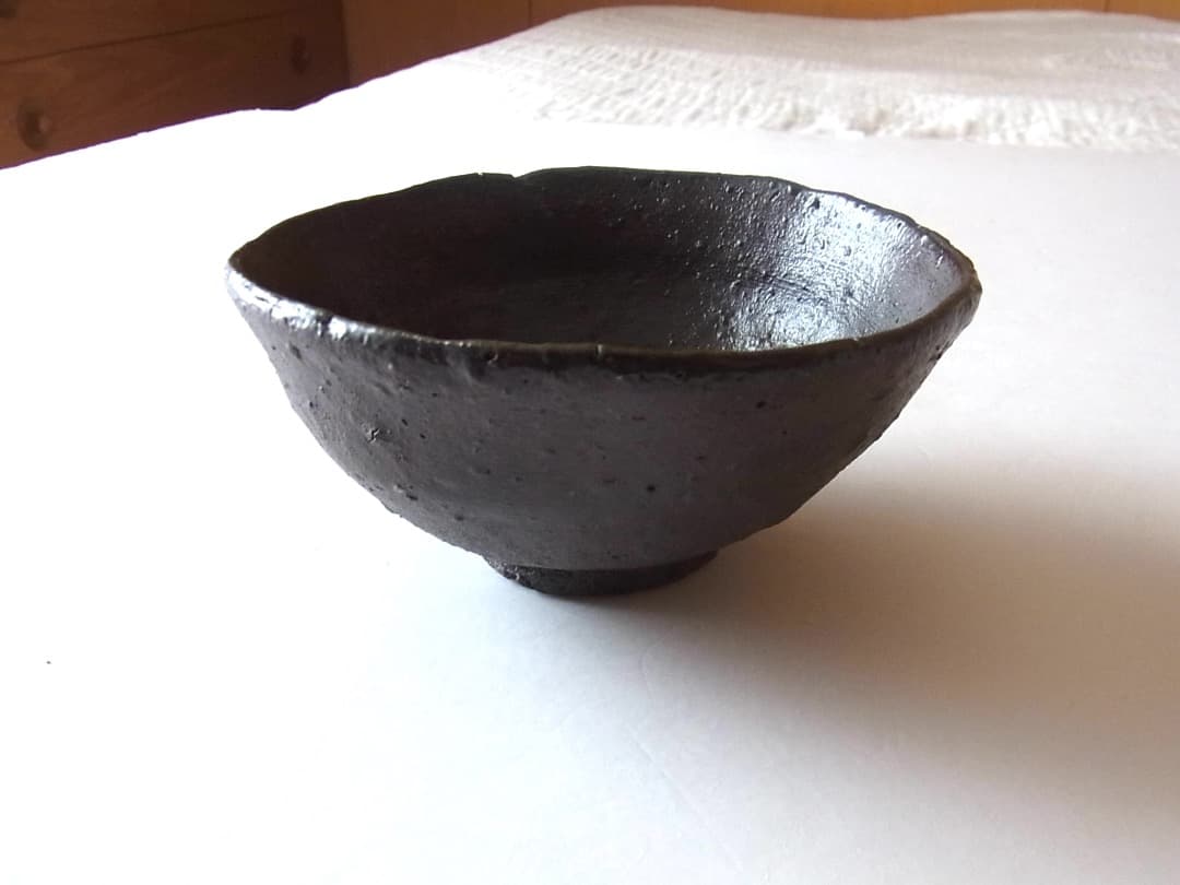 鶴野啓司『焼締黒茶碗』古民藝 李朝 骨董 黒高麗 初期伊万里 白瓷