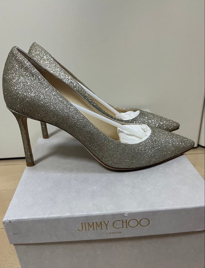 ジミーチュウ　ダスティグリッター　ポインテッドトゥ パンプス　38