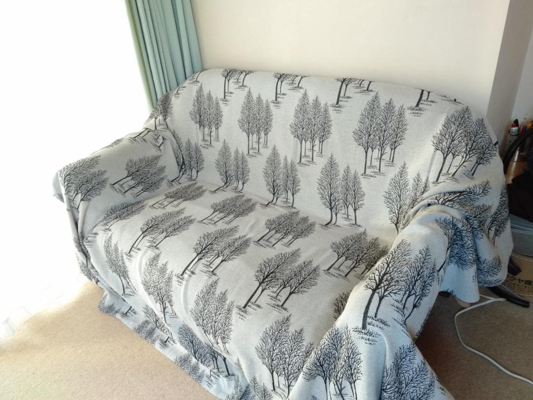 【良美品】2人掛ソファ, カバー2枚付き, 状態良好