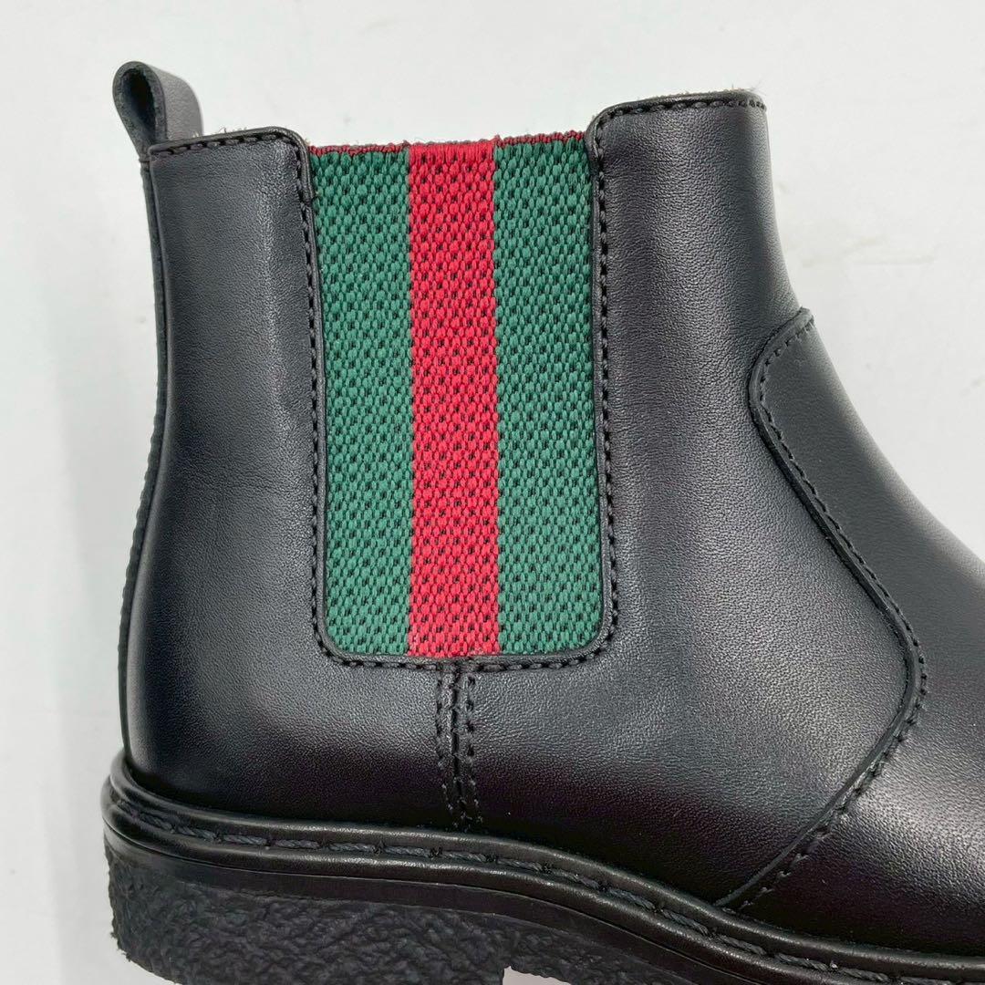 極美品　グッチ　サイドゴアブーツ　シェリーライン　レザー　ブラック　キッズ 23