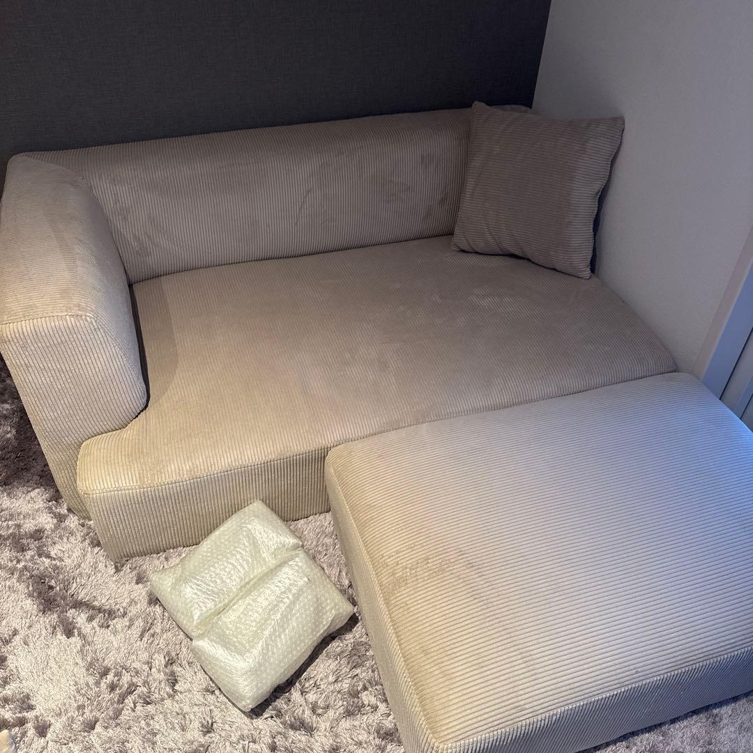 ベージュ ファブリック オットマン（ソファは別途出品）