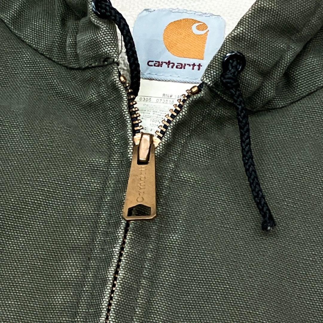 良品 カーハート ダック地 アクティブパーカー 緑 カーキ グリーン XL