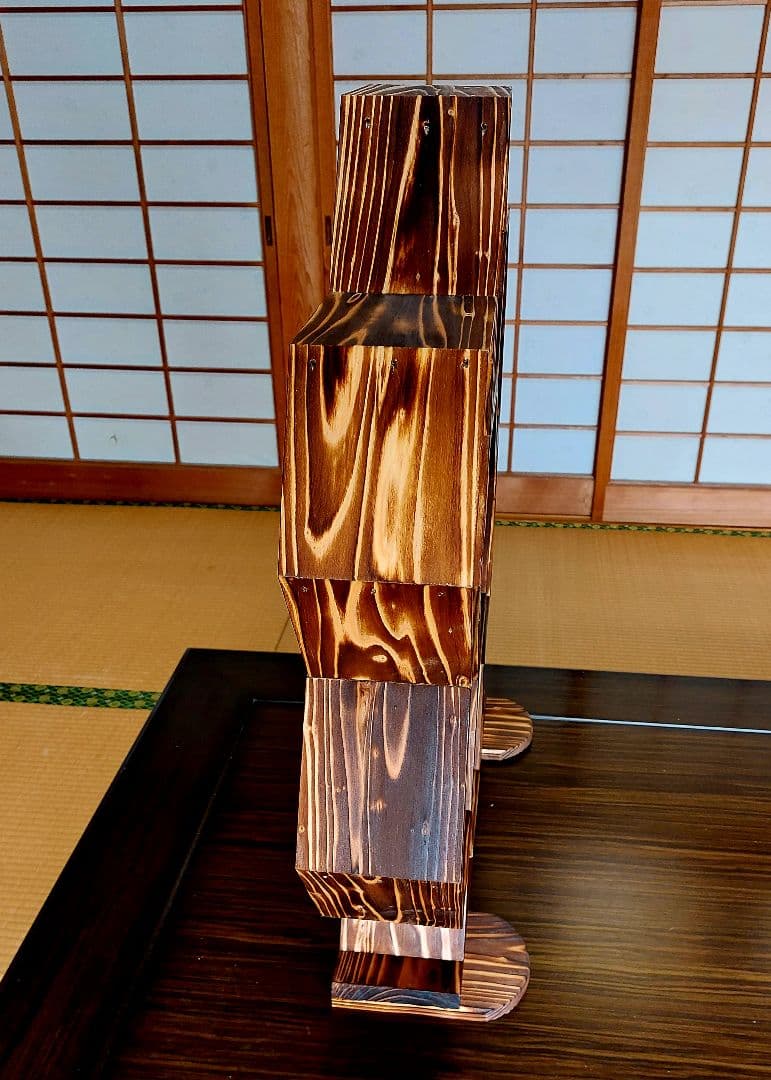 飾り棚　焼杉　宮大工作