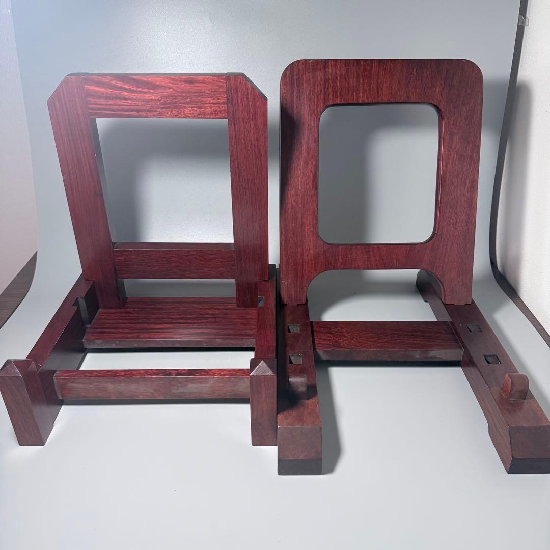 高級皿立て　2点　大皿用　尺皿以上　展示　天然木　職人手作り