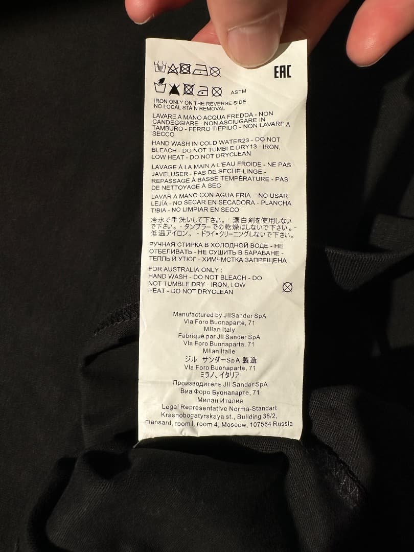【T】JIL SANDER+ ブラック Tシャツ イタリア製