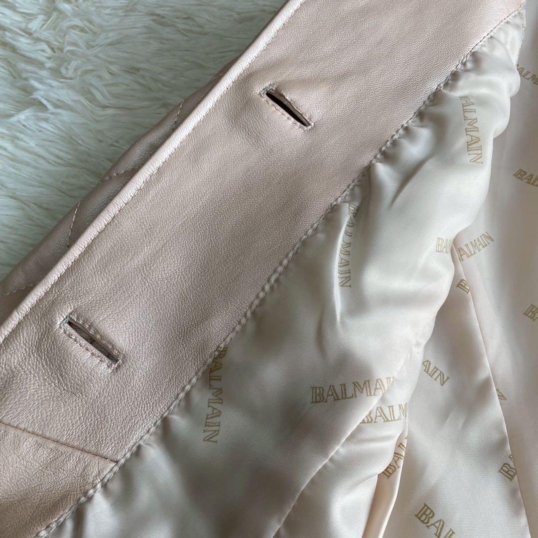 BALMAIN キルティングレザーコート ピンク 5号 大人 キレイめ シンプル