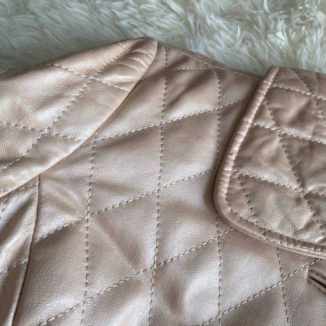 BALMAIN キルティングレザーコート ピンク 5号 大人 キレイめ シンプル