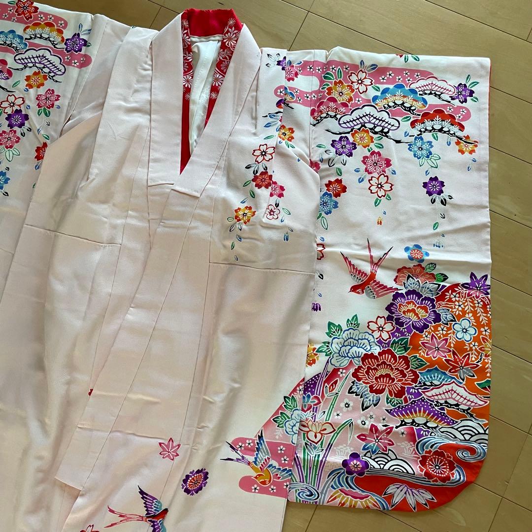 紅型　七五三　7歳　正絹着物セット　四つ身　四ツ身　七歳　花鳥柄