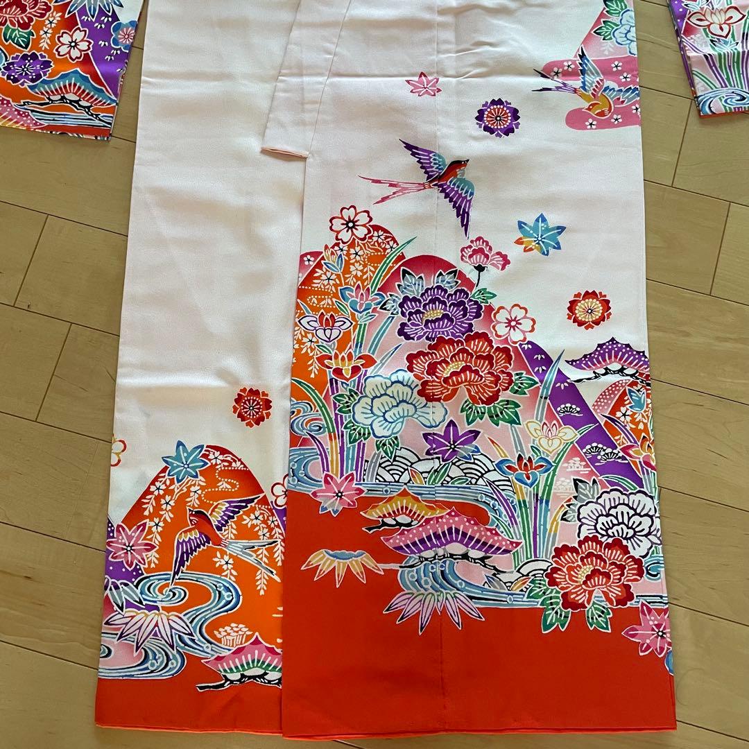 紅型　七五三　7歳　正絹着物セット　四つ身　四ツ身　七歳　花鳥柄