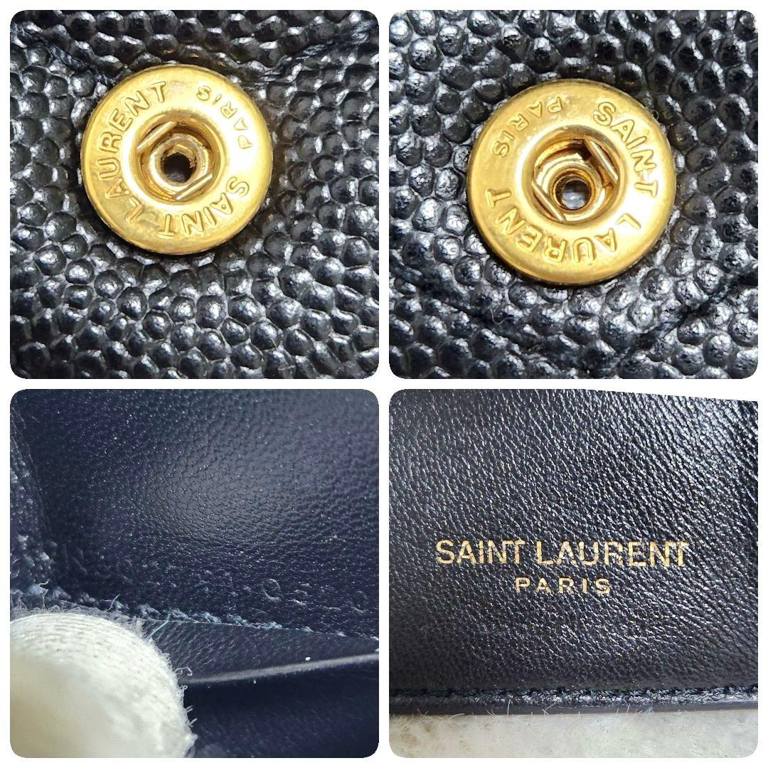 ✨極美品　付属品あり✨サンローラン　三つ折り　カサンドラ　ブラック　レザー　黒