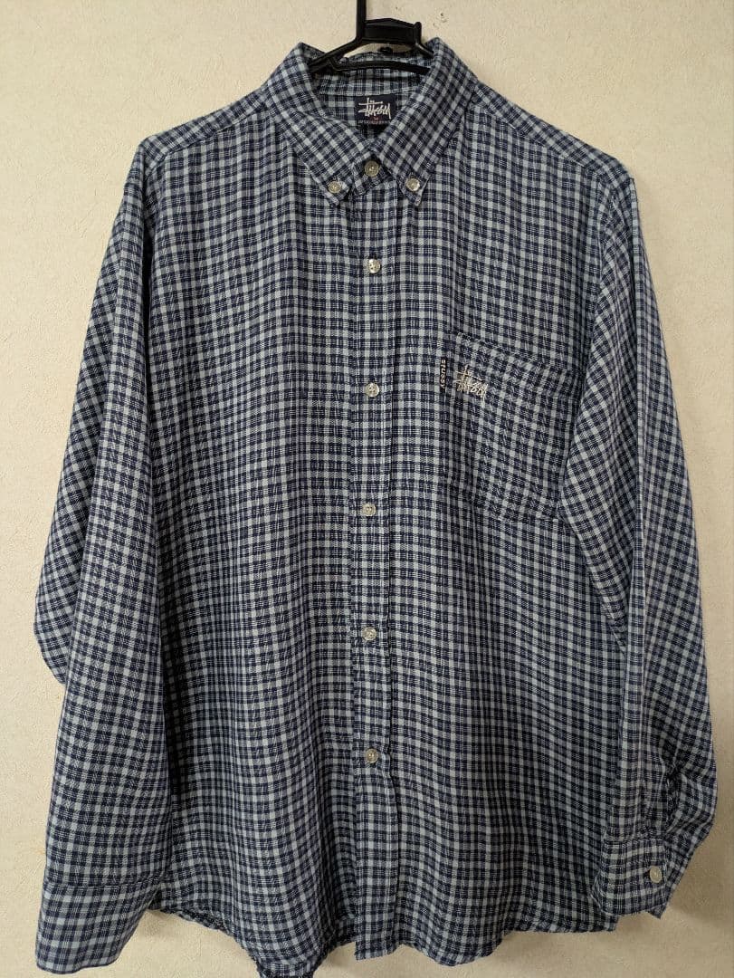 ル*ー様 激熱 90s 紺タグ STUSSY ステューシー 刺繍 ボタンダウンシ