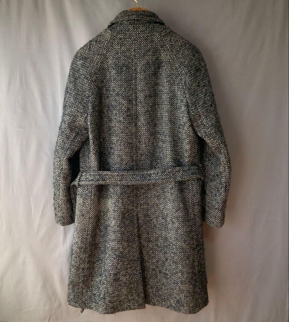 LARDINI ラルディーニ ウールモヘヤ コート 48ネイビーヘリンボーン伊製