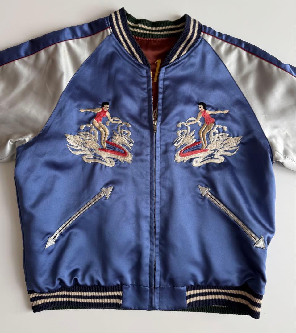 ビンテージ・ヴィンテージ品★テーラー東洋ハワイHawaii刺繍スカジャンM