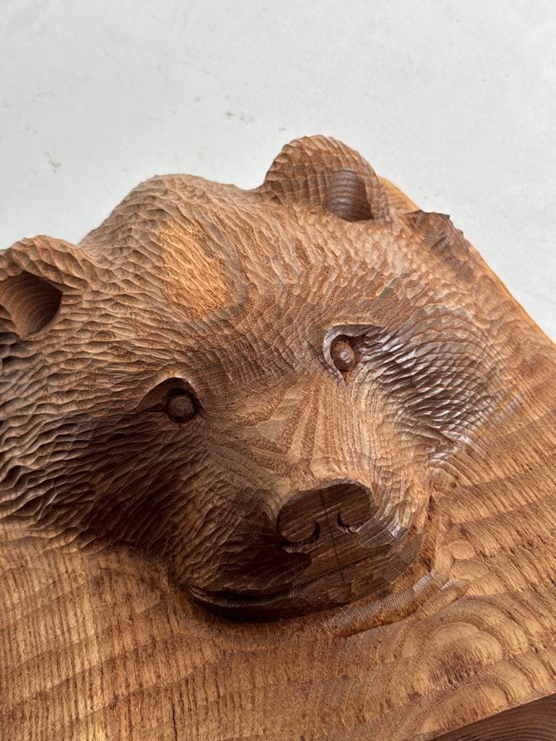 た*い様 木彫り 熊 ガラス目 民芸品 工芸品 伝統工芸 アイヌ 八雲 レリーフ