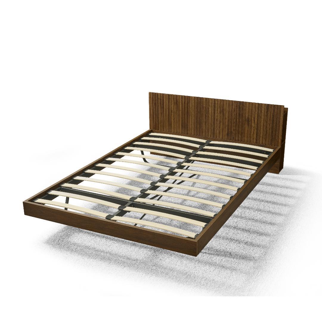 【新作】ダブル.べッド ウォールナット色 収納付き コンセント付き USBポート