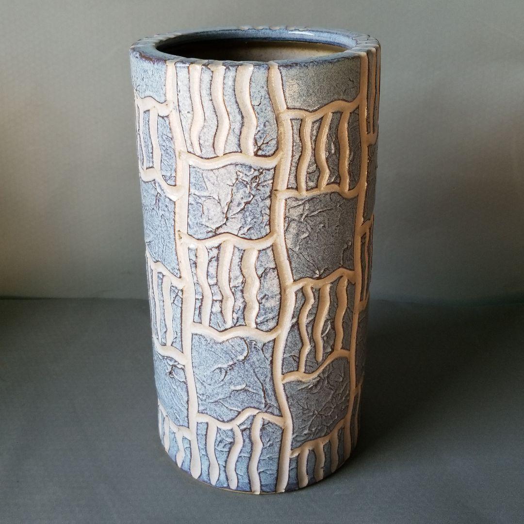 信楽焼　傘立て  ストライプ 高さ４３cm