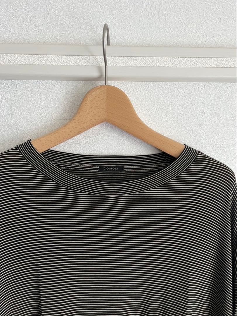 COMOLI 23SS サマーウール 長袖 ボーダー Tシャツ