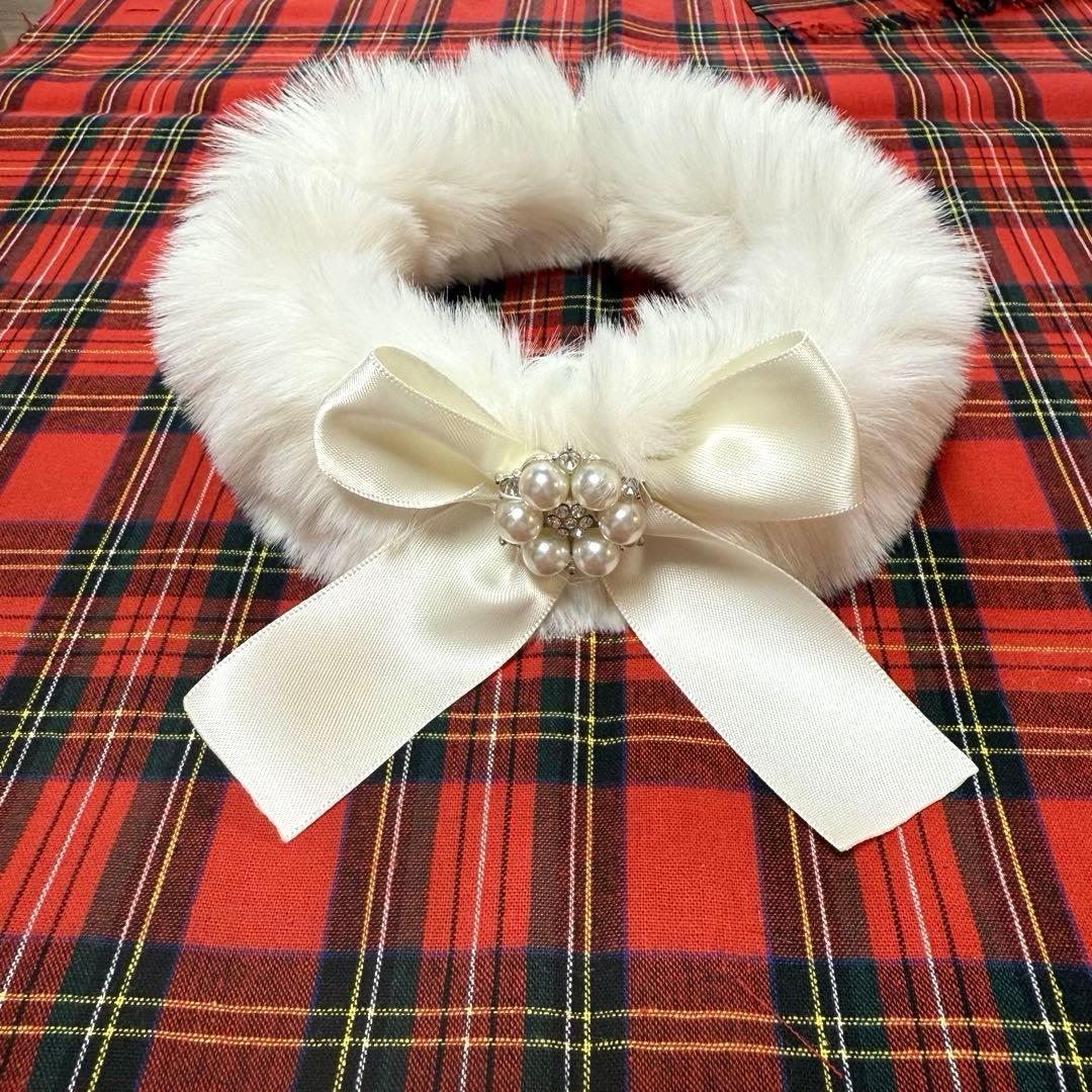 1434.わんこファースヌード　つけ襟マフラー　ハンドメイド　犬服