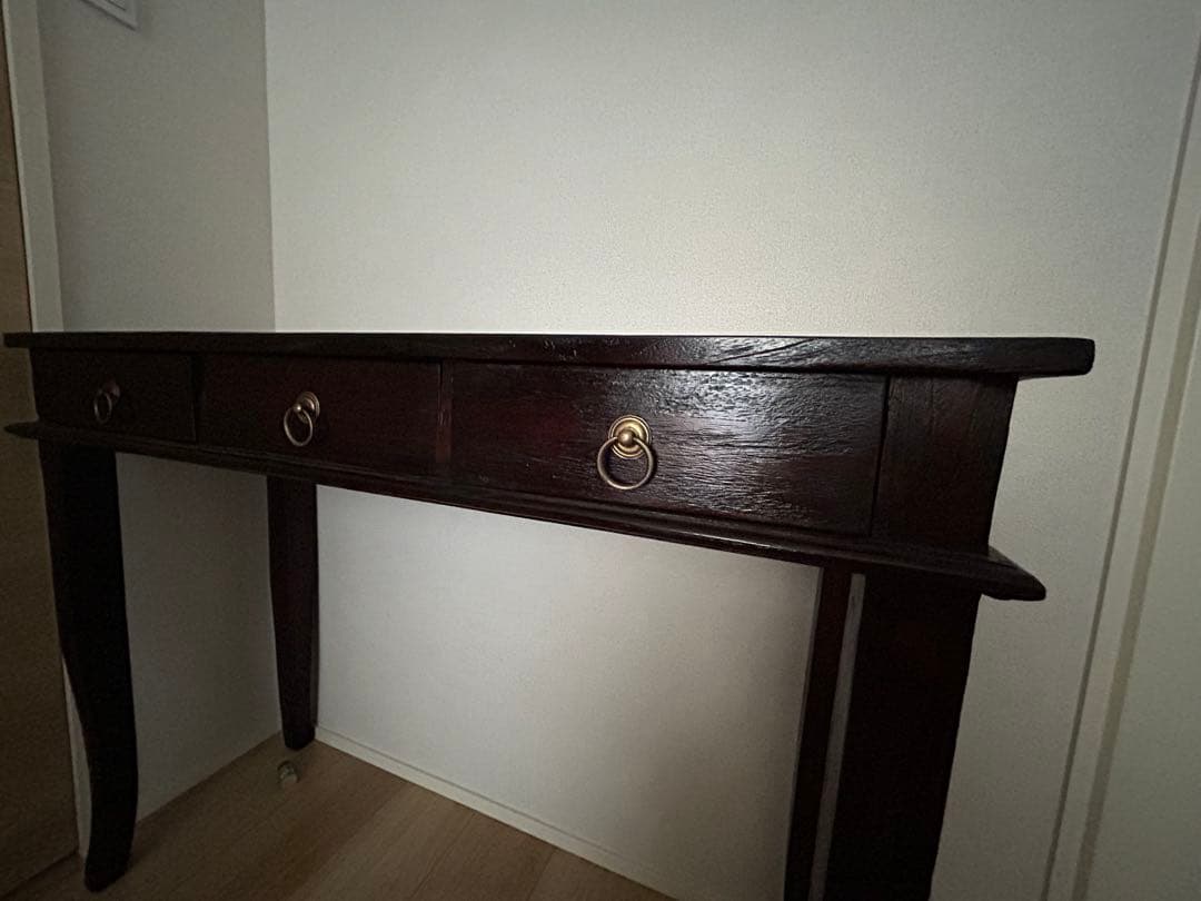 【希少】オシャレ！ オールドチーク 3引き出し テーブル コンソール 机