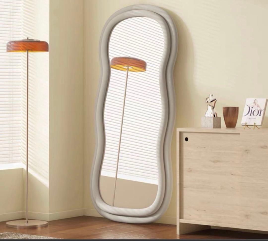 セール期間　薄灰色姿見鏡　ミラー 全身鏡　160cm x 60cm  おしゃれ