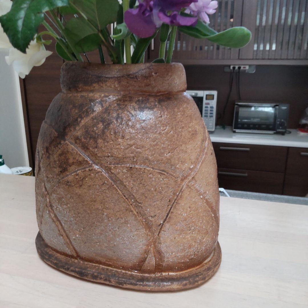 オシャレな　花器　備前焼