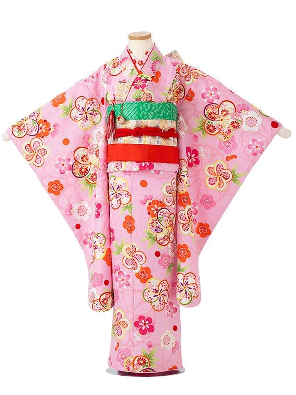 四つ身セット　ねじり梅　ピンク