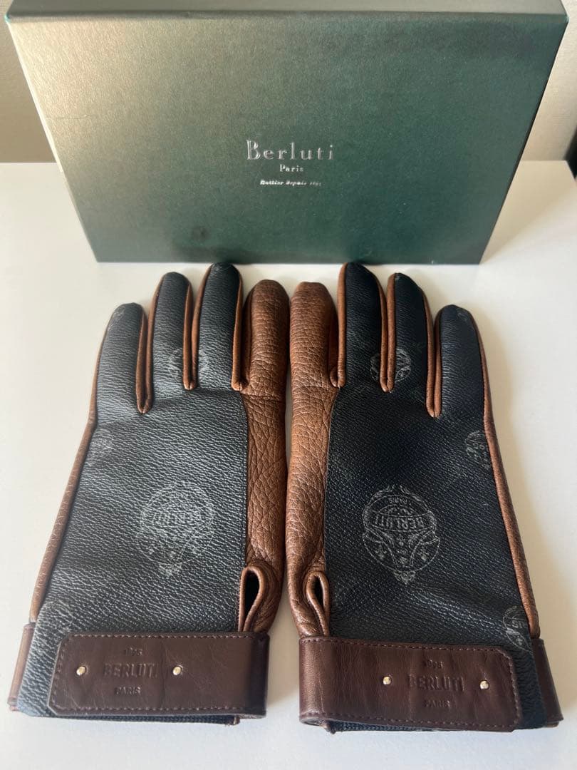 QVQBerluti 手袋 ブラウン/ブラック レザー