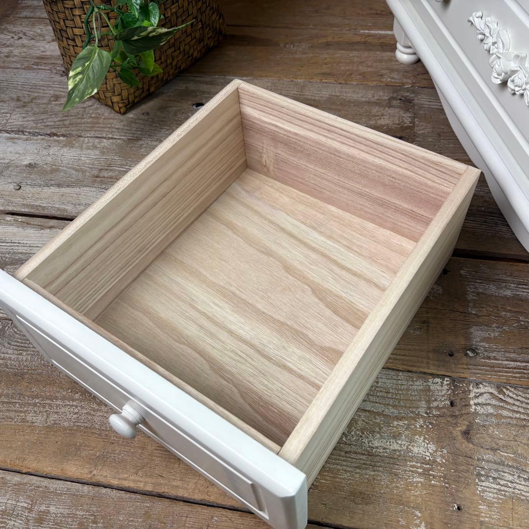 フレンチカントリー調ホワイトチェスト2点セット木製収納家具飾り棚姫系洋タンス