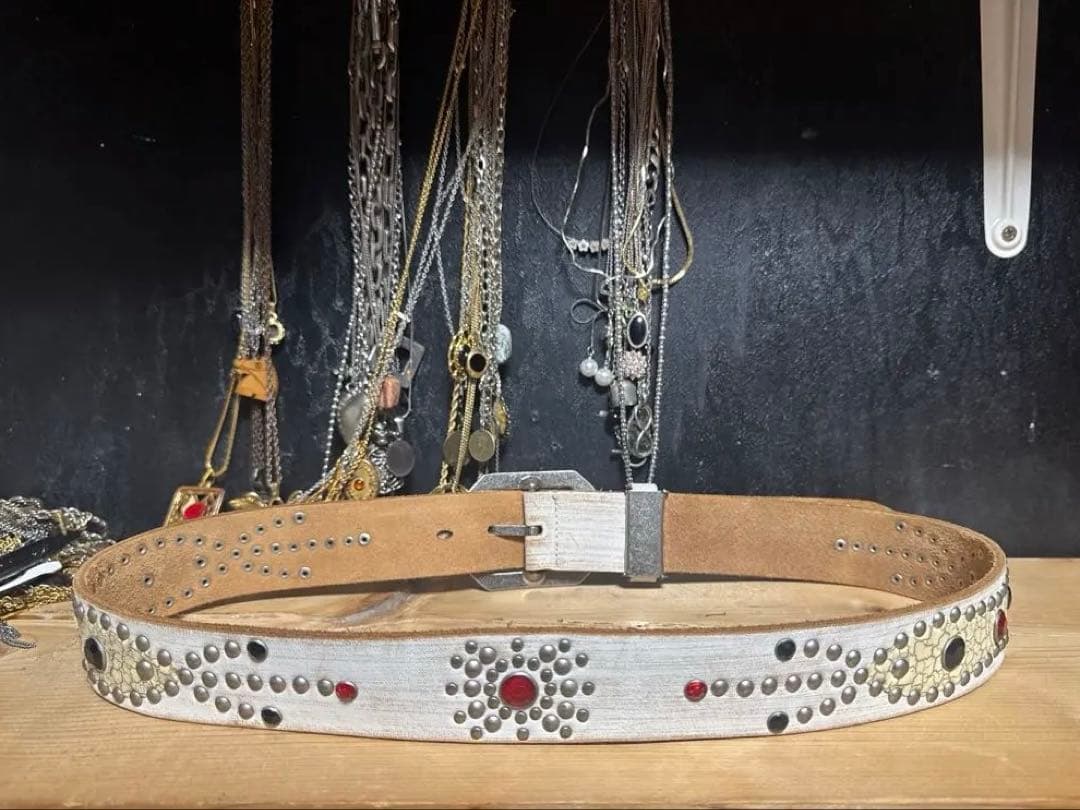 Vintage 白　本革　レザーベルト