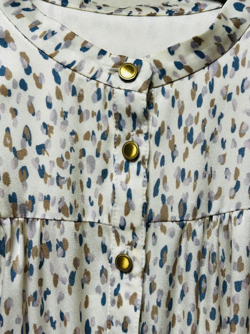 ANAYI スタンドカラーフラワープリントワンピース