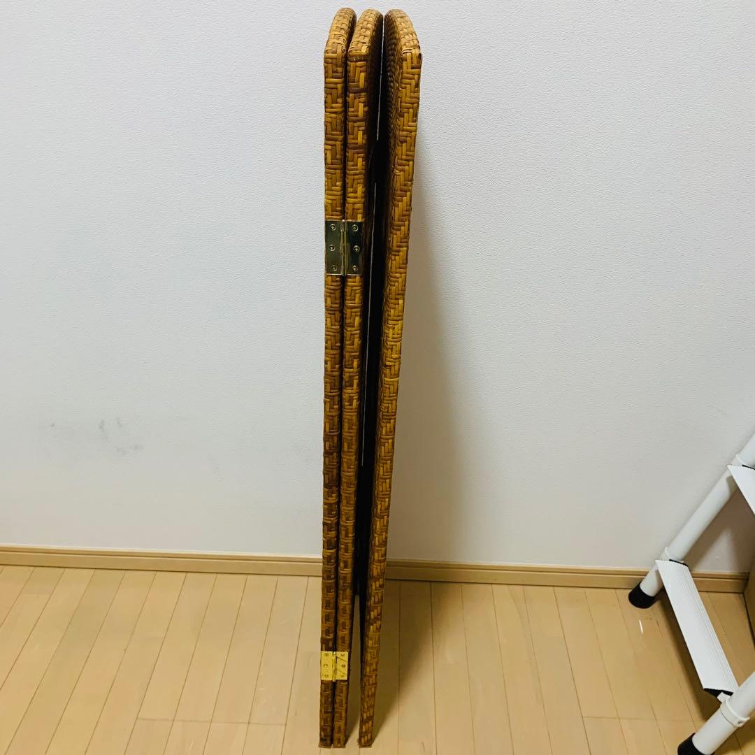 【超希少】ラタン 籐家具 パーテーション 3連 アーチ型 網代編み