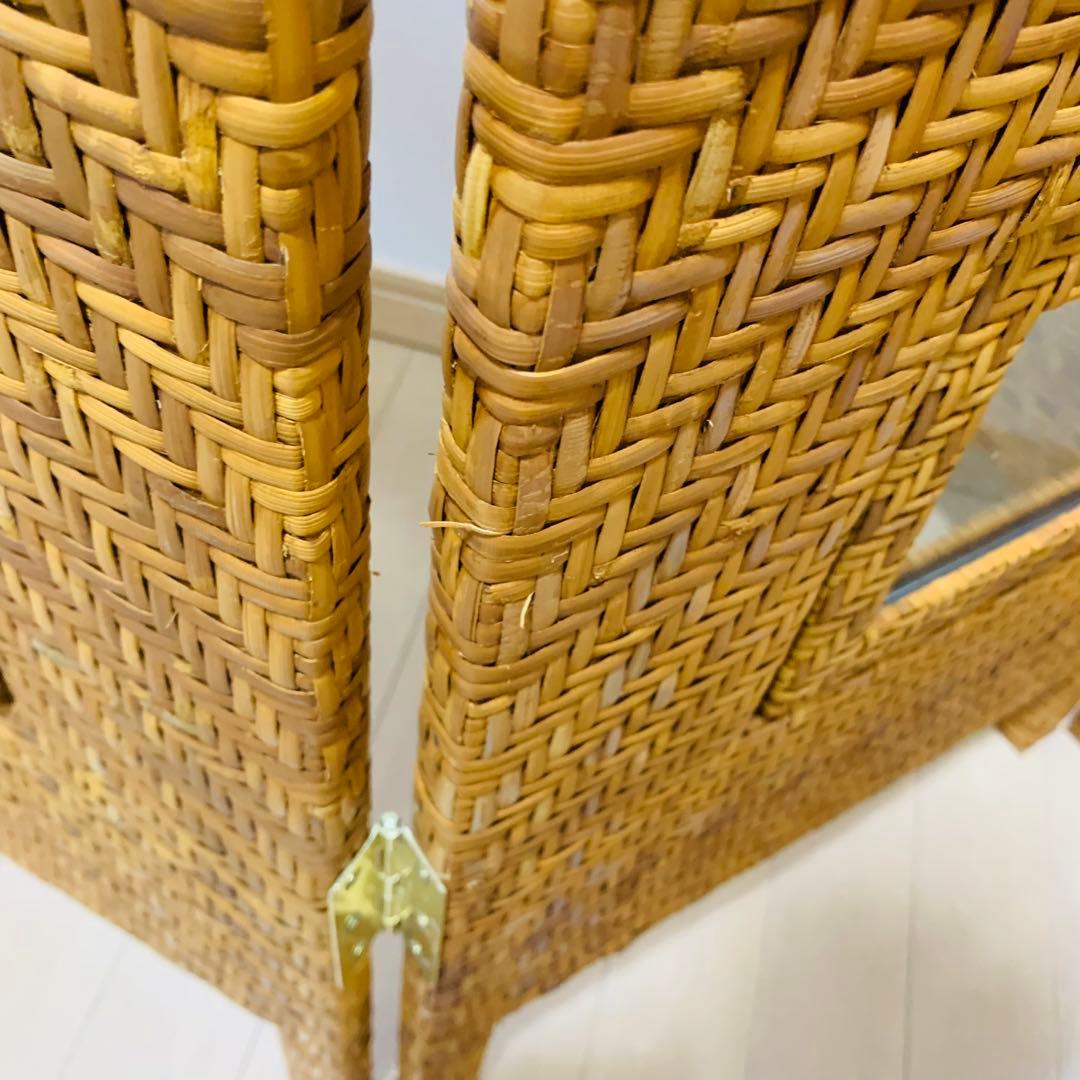 【超希少】ラタン 籐家具 パーテーション 3連 アーチ型 網代編み